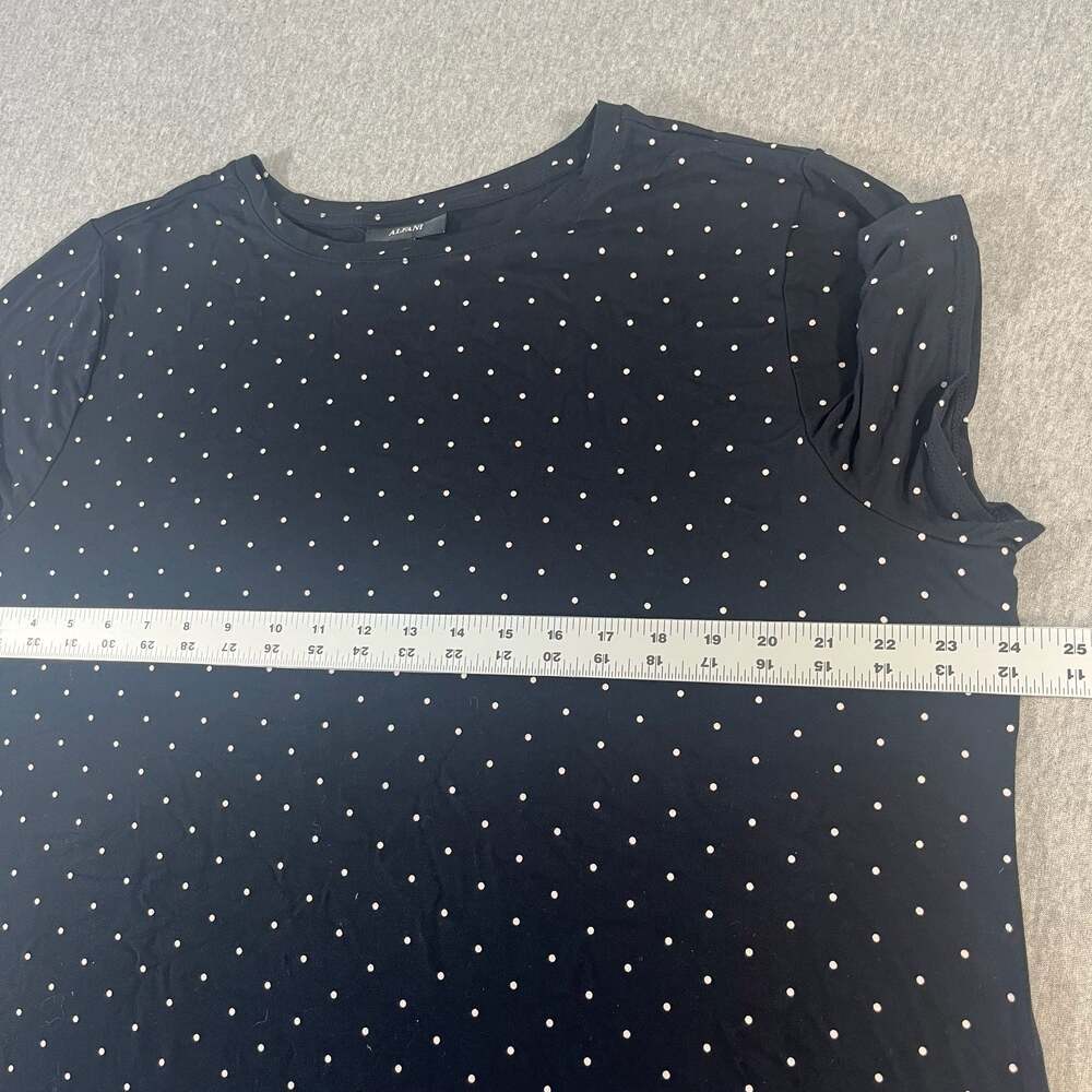 Alfani Black Polka Dot Short Sleeve Layered Hem Top Size XL #45-12 - Picture 2 of 8